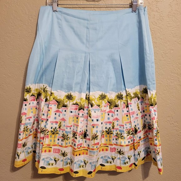 Talbots Dresses & Skirts - Talbots A-Line Pleated Cityscape Skirt Size 8